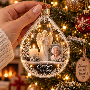 Personalized Memorial Photo Acrylic Ornament, Angel Christmas Keepsake