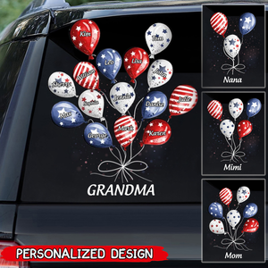 Grandma Mom Little Balloon Kids American Flag Personalized Sticker
