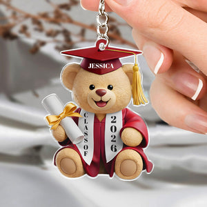 Personalized Graduation Bear Keychain, Gift for Graduates