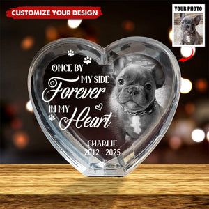 Custom Photo Your Love Lives On In My Heart - Pet Memorial Personalized Custom 3D Crystal Heart Shaped