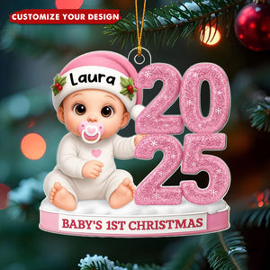 3D Glitter Effect Baby 1st Christmas - Personalized Acrylic Ornament