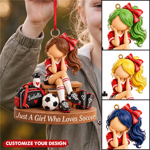 Personalized Soccer Girl Ornament, Custom Soccer Christmas Keepsake, Soccer Team Tree Decor