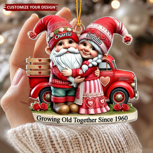3D Effect Old Couple And Truck Personalized Christmas Ornament