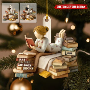 Just A Girl Who Loves Books 3D Effect - Personalized Acrylic Ornament