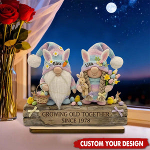 Personalized Couple Wooden Plaque, Easter Spring Shelf Decor