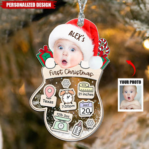 Baby's First Christmas Shakeable Personalized Ornament - Upload Photo