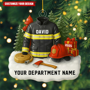 3D Effect Firefighter Uniform - Personalized Christmas Ornament