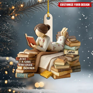 Just A Girl Who Loves Books 3D Effect - Personalized Acrylic Ornament