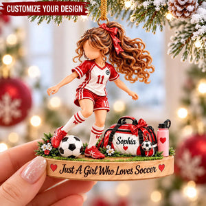 Personalized Soccer Girl Ornament, Soccer Team Player Keepsake