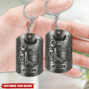 To My Beloved Officer Always In My Heart, Stainless Steel Keychain, Gift For Police Officers