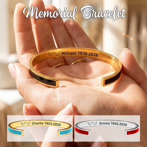 Always In My Heart, Personalized Wings Memorial Cuff Bracelet