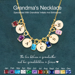 Personalized Birthstone Initial Necklace-Mother's Day Gift For Grandma, Mom, Wife