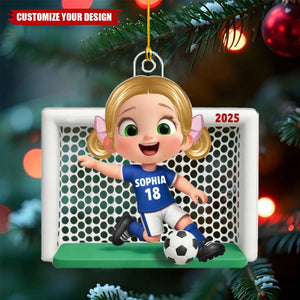 Boy Girl Soccer Player Personalized Acrylic Ornament, Christmas Gift