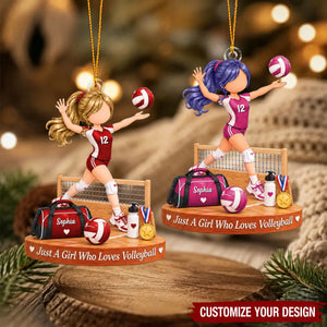 Personalized Volleyball Girl Ornament, Custom Player Name Gift