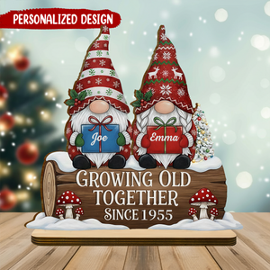 Couple Growing Old Together Personalized Wooden Plaque