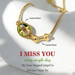 Personalized Pet Name & Photo Charm Memorial Bracelet