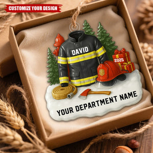 3D Effect Firefighter Uniform - Personalized Christmas Ornament