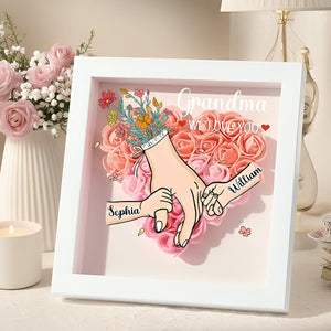 Grandma We Love You-Personalized Flower Shadow Box-Gift For Mom, Grandma