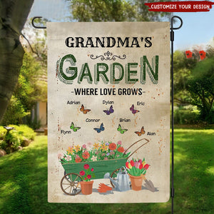 Garden Where Love Grows- Personalize Funny Rustic Garden Flag