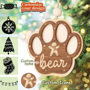 Dog Paw Ornament, Personalized Christmas Ornament