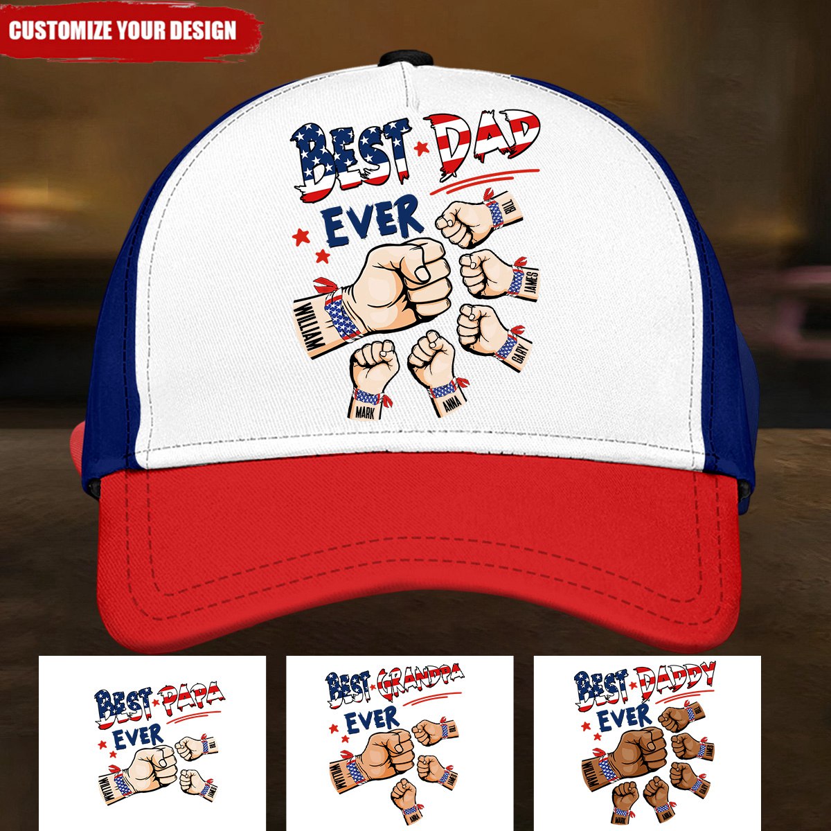 Best Dad Ever Stars And Stripes - Gift For Father, Grandpa, Grandfather - Personalized Classic Cap