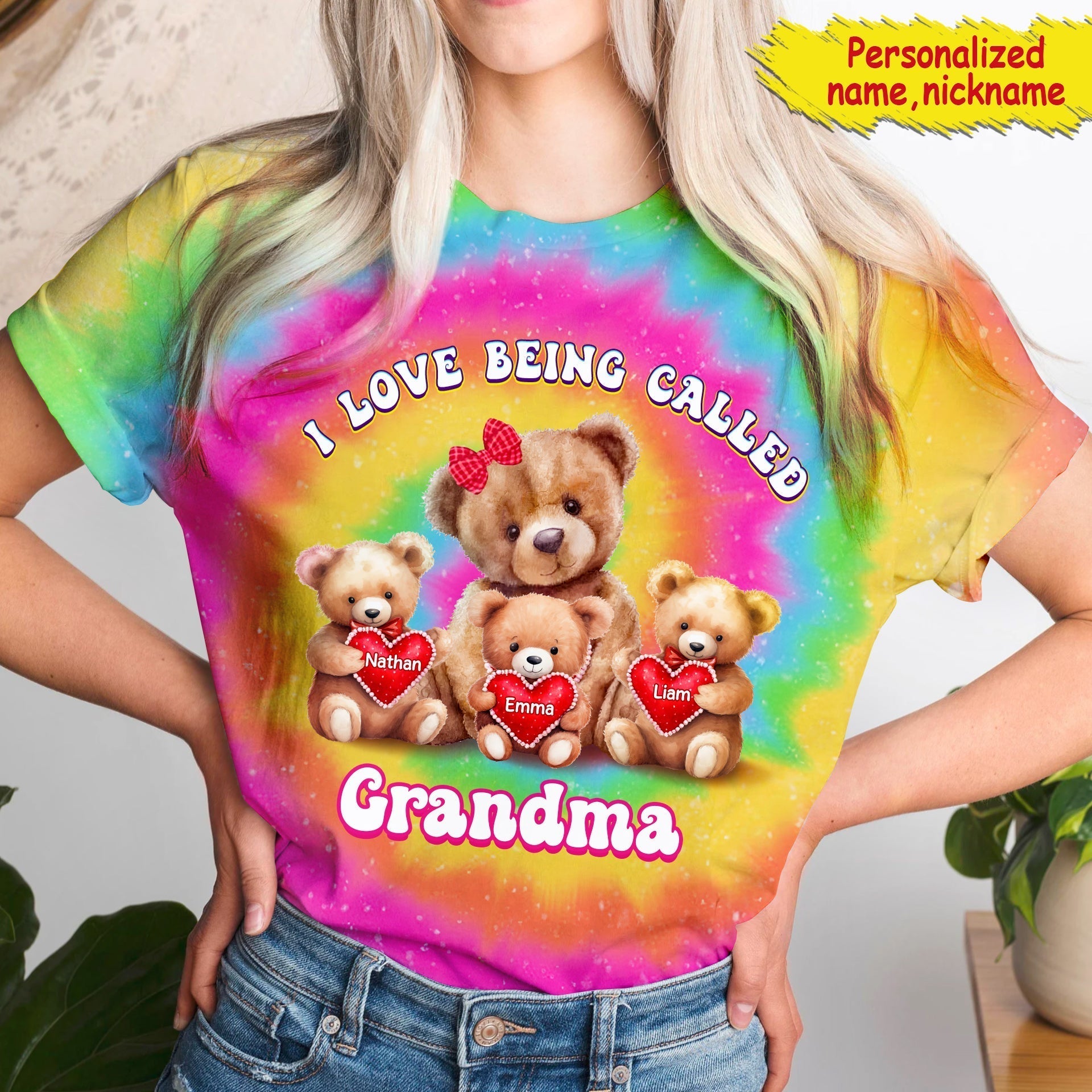 Grandma Bear I Love Being Called Grandma Personalized 3D T-shirt
