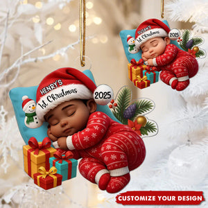 Sleeping Baby in Christmas Cheer Personalized Acrylic Ornament