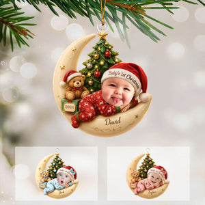 Baby First Christmas Sleep On The Moon - Personalized Newborn Acrylic Ornament