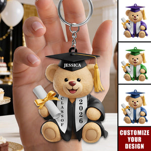 Personalized Graduation Bear Keychain, Gift for Graduates