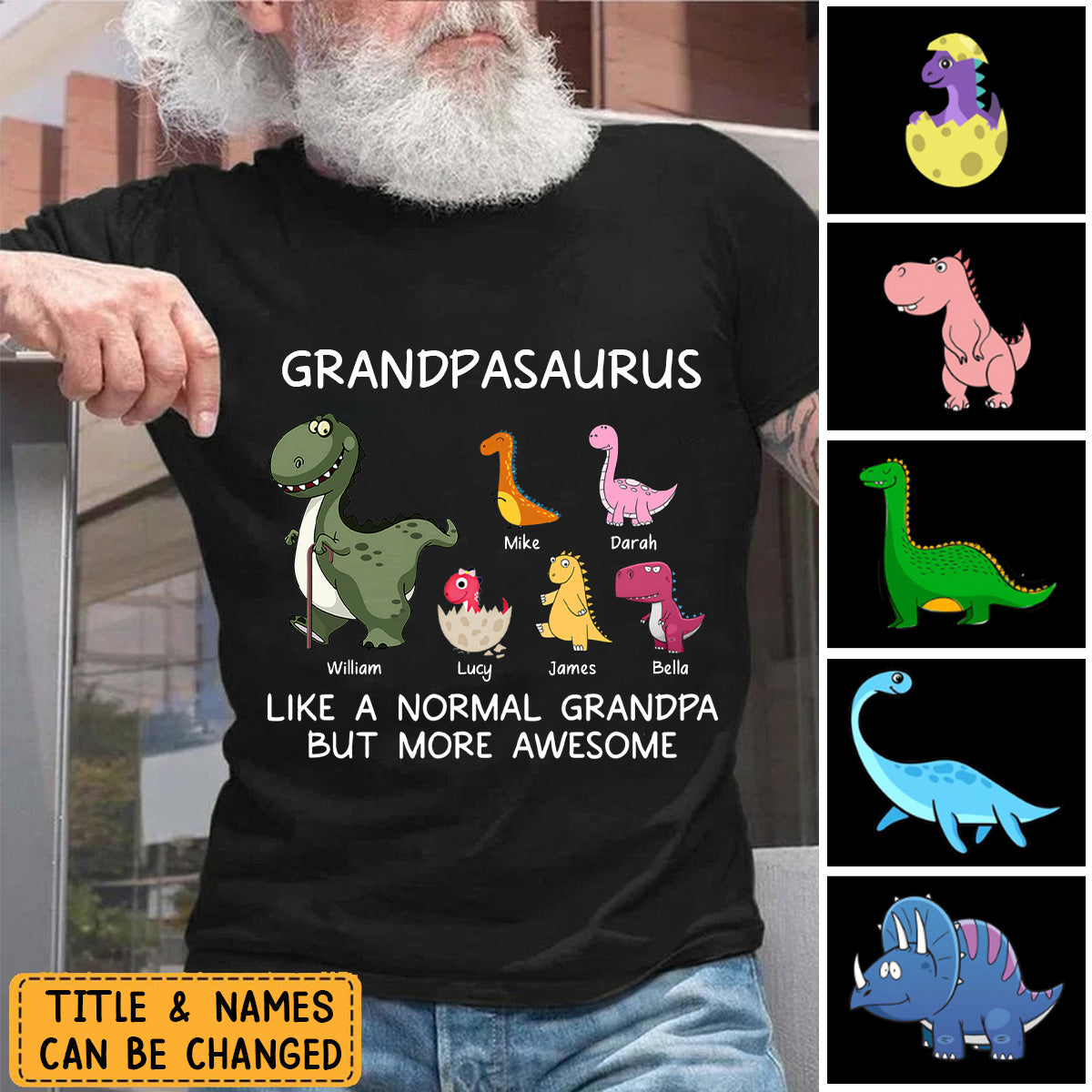 Personalized Grandpasaurus Dinosaur Father's Day Gift Shirt