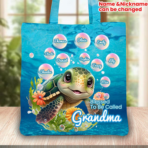 Grandma Blessed To Be Called Grandma Sea Turtle Personalized Bag