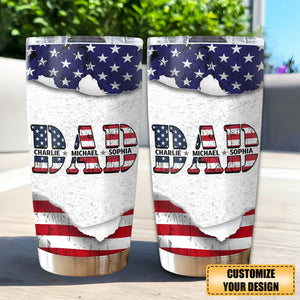 Personalized Custom Kid Name With America Dad Tumbler