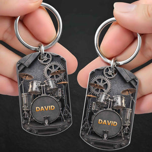 Drummer's Heart Beats Keychain, Stainless Steel Keychain