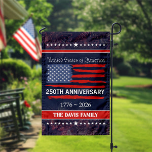 Personalized Family Name USA 250th Anniversary Garden Flag