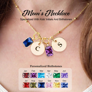 Personalized Birthstone Initial Necklace-Mother's Day Gift For Grandma, Mom, Wife