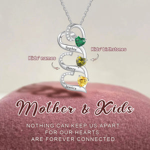 Personalized Name Birthstone Heart-shaped Necklace-Gift For Mom/Grandma