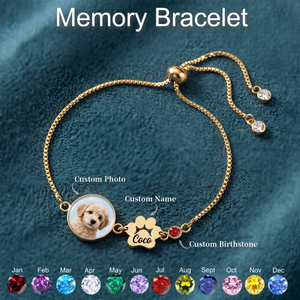 Forever In My Heart, Custom Pet Photo Birthstone Bracelet