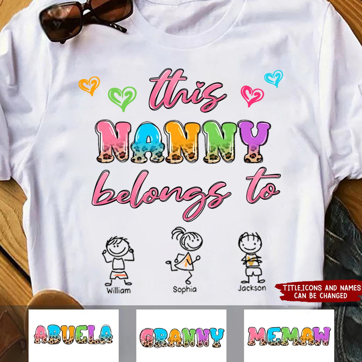 This Grandma Mom Colorful Half Leopard Drawing Personalized T-Shirt