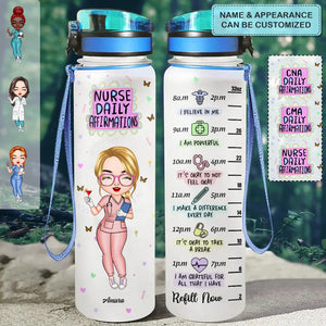 Personalized Water Tracker Bottle- Gift For Nurse-Nurse Daily Affirmation