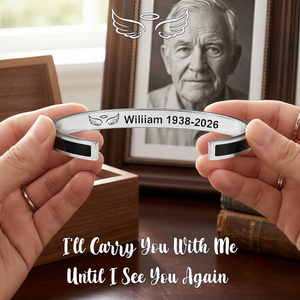 Always In My Heart, Personalized Wings Memorial Cuff Bracelet