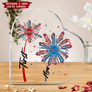 Gift For Grandma Mom Fire Cracker Personalized Heart Shaped Acrylic Plaque