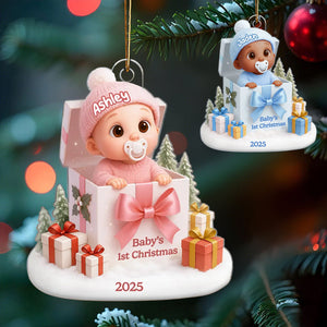 Baby's 1st Christmas Gift Box - Personalized Acrylic Ornament