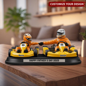 Racing Loving Dad & Kid - Personalized Father Custom Shaped Acrylic Plaque