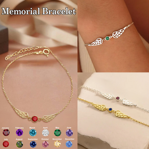 Personalized Birthstone Angel Wings Bracelet for Women, Guardian Angel