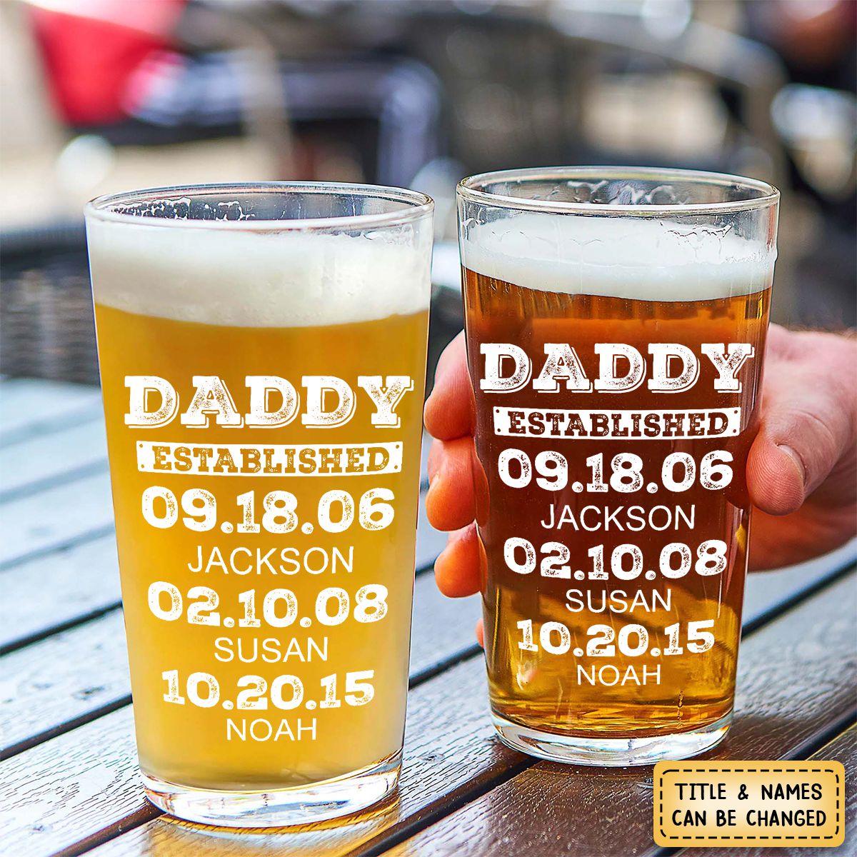 Dad Established Custom Name - Personalized Beer Glass