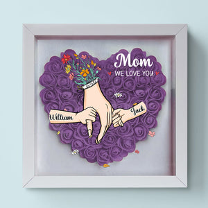 Grandma We Love You-Personalized Flower Shadow Box-Gift For Mom, Grandma
