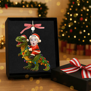 Baby's Christmas - Custom Photo With Dinosaur Ornament