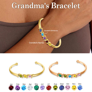 Personalized Family Name Birthstone Bracelet For Mom Grandma
