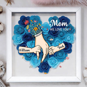 Grandma We Love You-Personalized Flower Shadow Box-Gift For Mom, Grandma