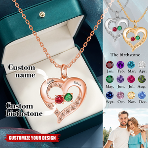 Together Forever - Personalized Couple Birthstone Necklace